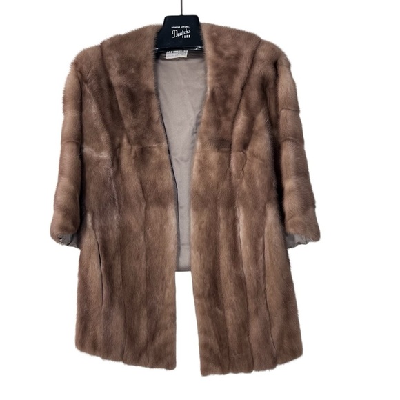 Deustch Jackets & Blazers - VTG Brown Mink Fur Stole Wrap Shawl Cape With Pockets Women's OS